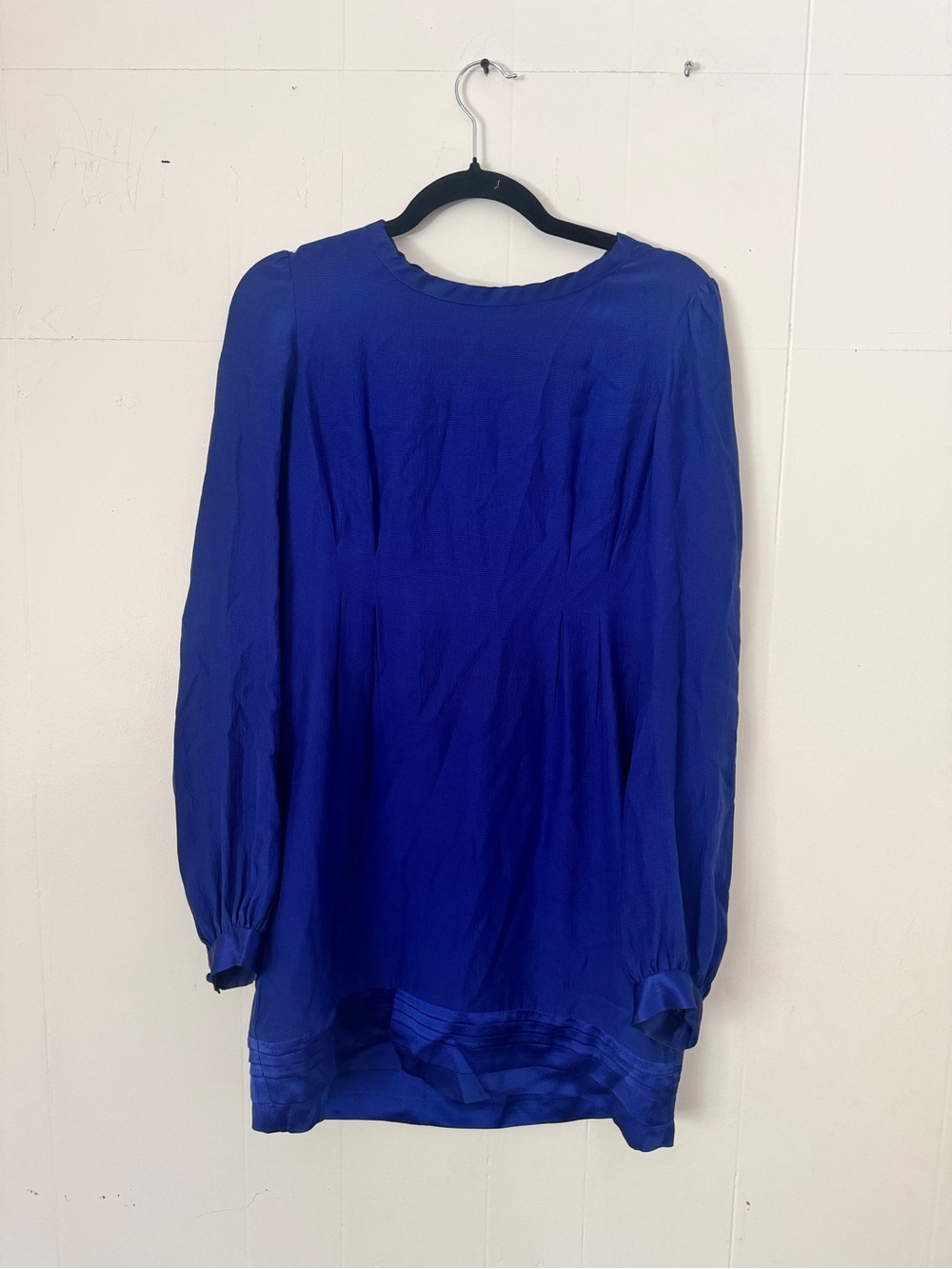 Ali Ro 100% Silk Long-Sleeve Royal Blue mini dress